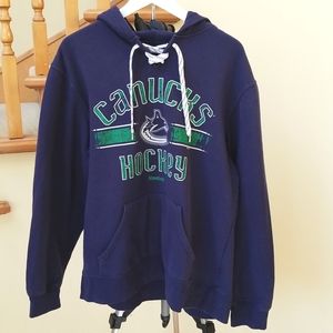 VANCOUVER CANUCKS HOCKEY HOODED SWEATSHIRT REEBOK Unisex Size L